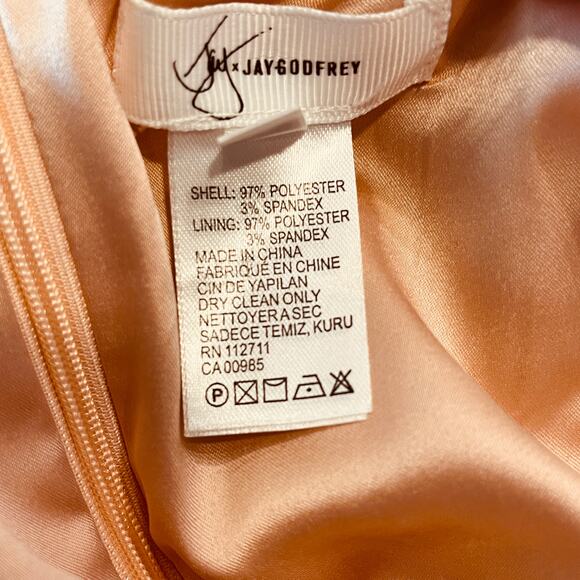 Jay Godfrey Peach Dress Front Cutout Flare Sleeves Back Zip Size 6 - Picture 6 of 8